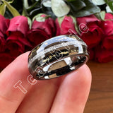 Bright Meteorite Gold Foil Inlay 8MM 18k Gold Colour Tungsten Carbide Wedding Rings