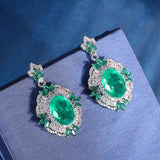 New Trendy Lab Created Emerald Gemstone Necklace Pendant Ring Earrings Women's Luxury Wedding Fine Jewellery Set - The Jewellery Supermarket