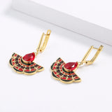 AAA Red Zircon Crystals Handmade Enamel Charm Delicate Beautiful Earrings