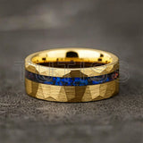 Meteorite Nebula Inlay Hammered 6/8mm Gold/Silver Color Tungsten Ring for Men Women