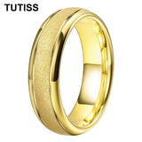 Sandblasted Gold Tone 6/8mm  Engagement Wedding Tungsten Ring for Men Women