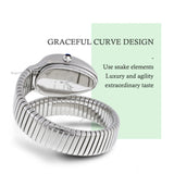 New Classic Top Brand Bling Zircon Diamonds Snake Shape Gold Silver Colour Scaleable Bracelet Ladies Quartz Watches