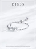 Romantic Love AAAA Lab Created Diamond 925 Sterling Silver Adjustable Chain Ring