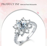 Sparkling Sun Flower Real 1-2 Carat Moissanite Diamond Wedding  Engagement Rings, 925 Sterling Luxury Fine Jewellery