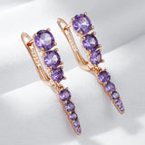 14K Gold Filled Shiny Purple AAA Zircon Crystals Drop Earrings Wedding Fine Jewellery