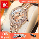 Top Brand Fashion Original Roman Inlaid Zircon Dial Quartz  Waterproof Wrist Watch ForLadies - Ideal Gifts