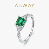 Elegant Green Emerald Cut AAAA Lab Created Diamond S925 Sterling Silver Ring
