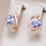 14 Karat Filled Gold Grey Purple AAA Zircon Crystals Drop Earrings Fashion Jewellery