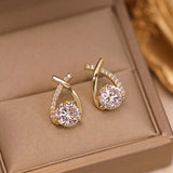 New Arrival 0.5ct Moissanite Diamonds Drop Fishtail Cross Piercing Silver Stud Earrings, Trendy Women's Jewellery - The Jewellery Supermarket