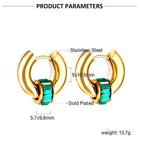 New Luxury Hoop Exquisite Stone Purple/Blue Cubic Zirconia Round Ear Clips Earrings - Fine Gifts - The Jewellery Supermarket