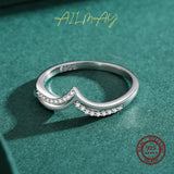 Romantic V Shape High Quality AAAA Lab Created Diamond Silver Sparkling Rings