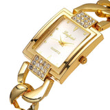 New Arrival Top Brand Luxury Women's Watches - Gold Colour Bracelet Quality Rhinestone Crystals Ladies Watches - The Jewellery Supermarket