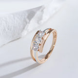 14 Karat Filled Gold Luxury Three Big White AAA Zircon Diamonds Gold Silver Colour Mix Rings