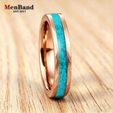 Hammered  Inlaid Turquoise 4MM 8MM Men and Women Couple's Engagement Rings