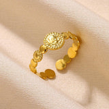 New In Stainless Steel 14K Gold Colour Rings For Women and Girls - Ideal Trendy Fashion Rings, Ideal Gifts - The Jewellery Supermarket