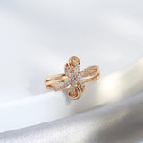 Captivating 14K Filled Rose Gold Bow-knot Ring with AAA Zircon Diamonds Pave Setting - Luxury Jewellery