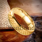 Carbon Fiber Inlay 4/6/8mm Gold Tungsten Engagement Wedding Rings for Men Women