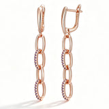 14 Karat Rolled Gold Purple AAA Zircon Diamonds Tassel Dangle Earrings Fine Jewellery