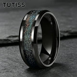 Various Flowing Sand/Green Grass Agate Inlay 8mm Tungsten Carbide Rings