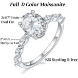 D Colour VVS1 1/2CT Oval Cut Moissanite Diamonds Rings Silver 18K Gold Plated Wedding Engagement Jewellery with GRA