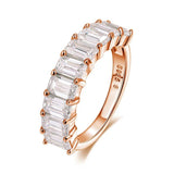 Stunning 3*5mm 0.5CT Emerald Cut Moissanite Diamonds 1/2 Eternity Rings for Women 925 SilverJewellery with GRA