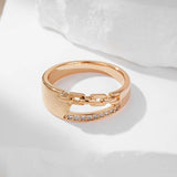 Unique 14K Filled Rose Gold Cross Big Rings with Fashion Sparkling AAA Zircon Diamonds Modern Party Daily Jewellery