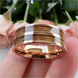 Whisky Barrel Wood Inlay Polished Shiny UnisexTungsten Ring Couple's Fashion Wedding Ring Comfort Fit Jewellery - The Jewellery Supermarket