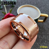 New Arrival 10MM Polished Brushed Flat Tungsten Comfort Fit Wedding Rings for Men and Women - The Jewellery Supermarket