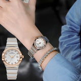 Elegant Luxury Designer Cz Diamonds Gold Fashion New Quartz Wrist Waterproof Ladies Wristwatch