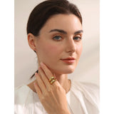 18K Gold Plated Chic Unique Stainless Steel Unusual Simple Sleek Fashion Ring