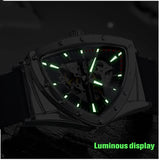 Top Brand Casual Sport Automatic Mechanical Men's Watches Triangle Silicone Strap Skeleton Hollow Racing Wristwatch