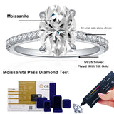 Terrific 3 Carat Oval Cut VVS1 D Colour Moissanite Diamond Silver Engagement Ring