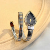 New Snake-Shaped Water Drop Headed Stainless Steel Strap Elegant Quartz Watch