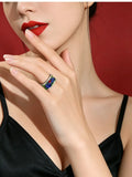 Wide Face Enamel Colourful Lotus Adjustable Open Style Retro Ethnic Handmade Ring