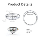 Awesome GRA Certified Round Moissanite Diamonds Rings for Women Silver Engagement Wedding Party Star Fine Jewellery