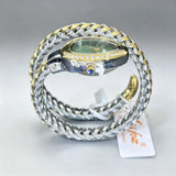 Luxury Lab Diamond Inlaid Gold Snake Braided Bangle Bracelet Ladies Watch