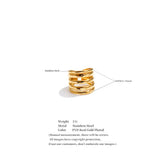 18K Gold Plated Stainless Steel Layered Wide Geometric Charm Open Ring Fashion Jewellery