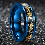 New Arrival 6/8MM Comfortable Fit Tungsten Wedding Rings with Inlaid Gold Foil for Men and Women