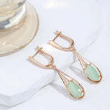 Adorable 14K Rolled Gold Emerald Green Long Drop AAA Zircon Crystal Earrings