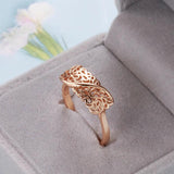 Latest Fashion Rolled 14K Rose Gold Boho Fashion Ethnic Flower Ring for Women - Elegant Vintage Daily Jewellery