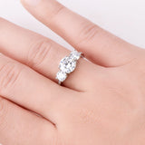 Dazzling 3 Stone 3.5CTTW Cushion & Round Cut Moissanite Diamonds 925 Silver Engagement Wedding Rings For Women