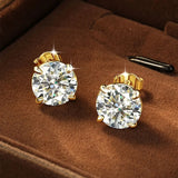 Solitaire Round D-Colour 0.1CT-3CT Moissanite Diamonds Unisex Stud Earrings