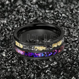 Orion Nebula and Meteorite Gold Foil Inlay 8MM Tungsten Carbide Rings