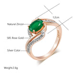 14K Gold Filled Luxury Dark Green AAA Zircon Diamonds Vintage Fine Rings For Women