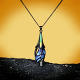 Elegant Dream AAA Zircon Diamonds Handmade Enamel Blue Lotus Ethnic Necklace