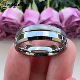 Beveled Grooved Finish 6MM 8MM Classic 100% Pure Tungsten Carbide Wedding Rings