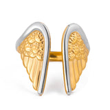 Classic Two-Colour Angel Wings Minimalist 18K Gold Plated Stainless Steel Open Ring