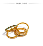 18K Gold Plated White Green AAA Zirconia Diamonds 4 Layered Stacked Ring Popular Jewellery
