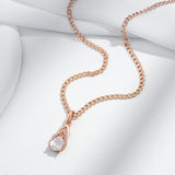 Luxury Drop Shape 14K Filled Rose Gold AAA White Zircon Diamonds Elegant Geometric Necklace - Fine  Jewellery