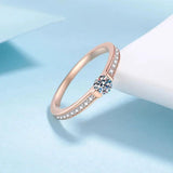 Superb 0.3ct D Colour Moissanite Diamond Eternity Rings Sterling Silver Champagne colour Wedding Jewellery With GRA